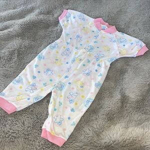 Vintage Sesame Street Big Bird Cookie Monster Pink Sleeper Romper Sz 9/12M